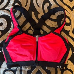 VSX Victoria’s Secret Red and Black Zipper Sports Bra